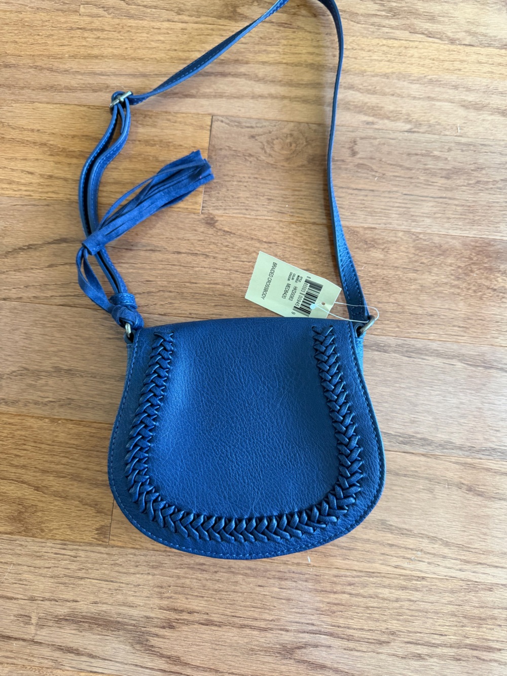 Lucky Brand Navy Blue Woven-Trim Crossbody